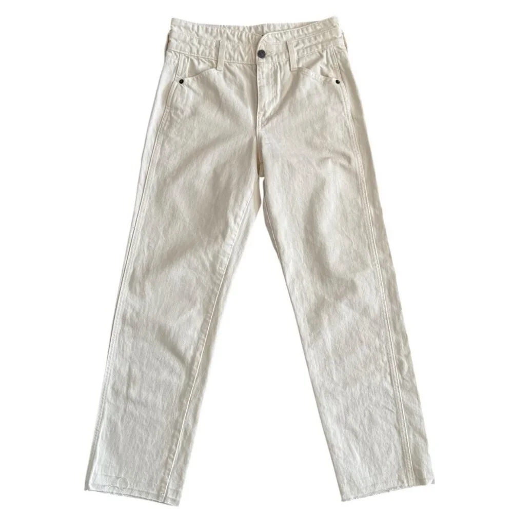 VERONICA BEARD Women's Sz 24 Blake Classic High Rise Straight Jeans in Ecru - Picture 2 of 10
